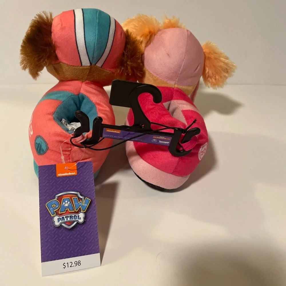 Nickelodeon PAW PATROL Toddler Slippers Liberty & Skye Plush 3D Size 5-6 New